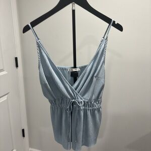 Abercrombie & Fitch Light Blue Striped Surplice Cami